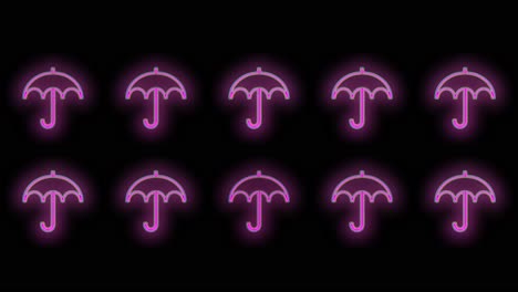 patrón de paraguas rosa con luz de neón