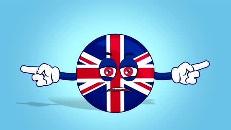 cartoon great britain united kingdom  happy double side pointer with face animation with alpha matte