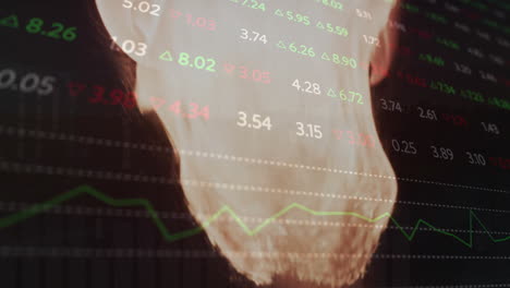 animation of financial data processing over flames