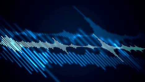 abstract blue sound waves. 3d rendered looping animation.