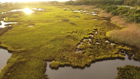 Volando-Hacia-La-Puesta-De-Sol-En-Oak-Island-Beach-Carolina-Del-Norte