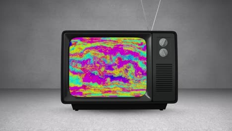 animation of screen of vintage television set with stripes  in seamless loop