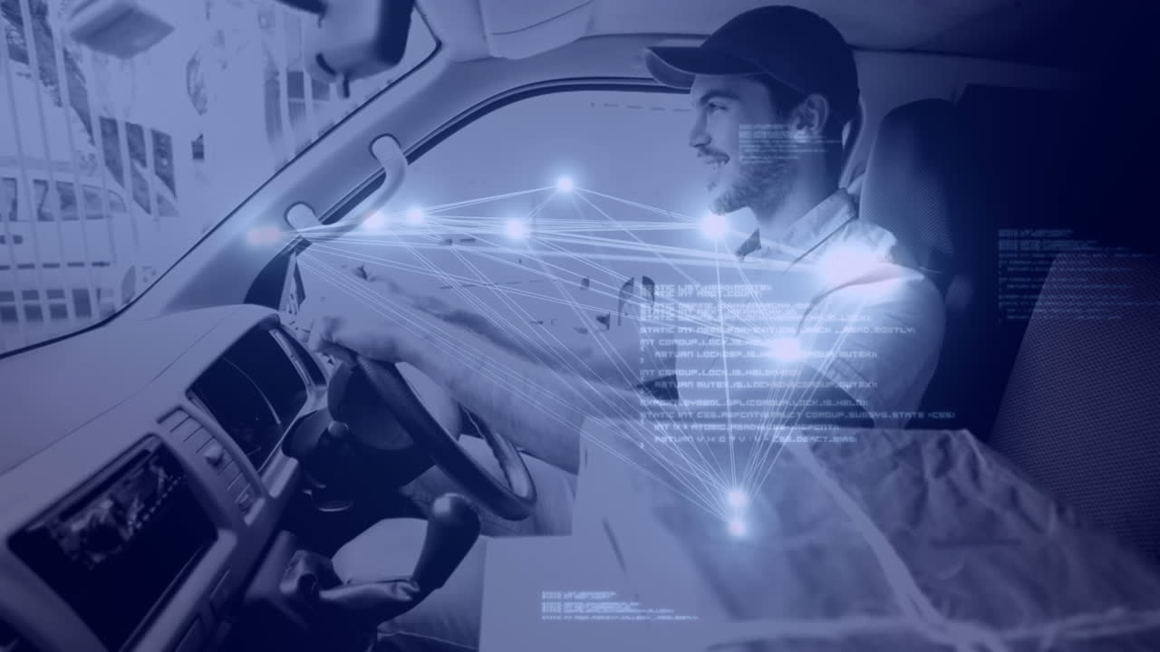 composición del almacén del repartidor combinada con la animación de la conexión