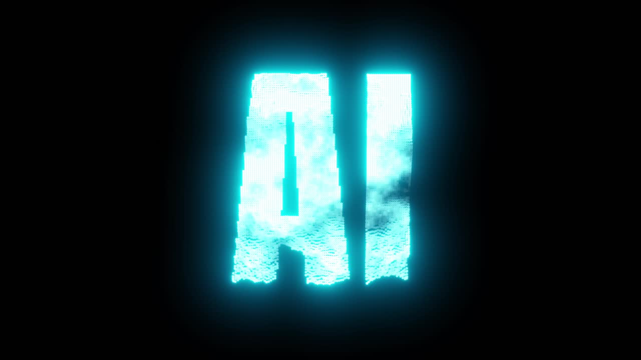 A glowing cayan holographic electric circuit floating in a digital space, symbolizing artificial intelligence, data processing, and futuristic technology.