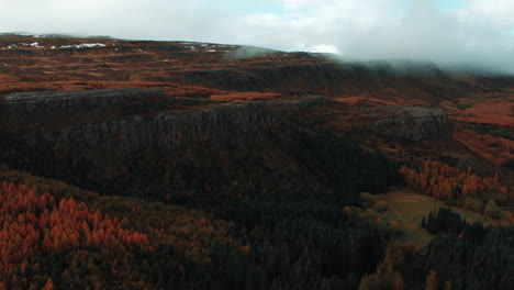 autumn foliage in akureyri, iceland – breathtaking drone views of vibrant green, orange, and yellow trees, cascading waterfalls, and tranquil streams