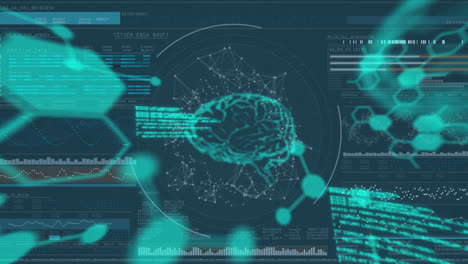 animación del procesamiento de datos científicos, escaneo de alcance sobre el cerebro humano