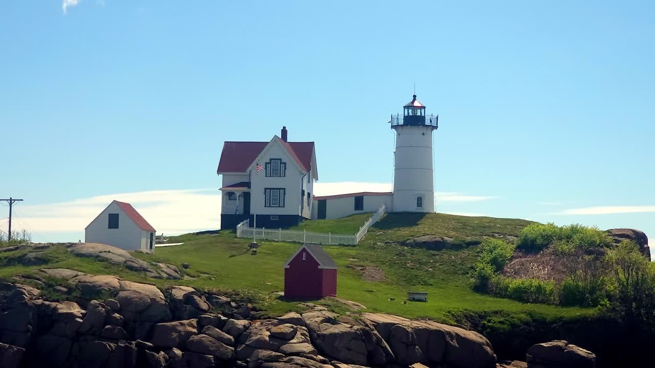 A closeup of Nubble Lighthouse York, Maine