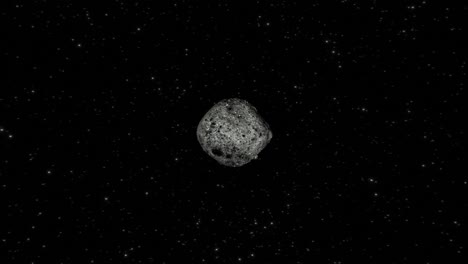 high quality and very detailed cgi render of a dramatic orbit shot of the near-earth asteroid 101955 bennu in deep space