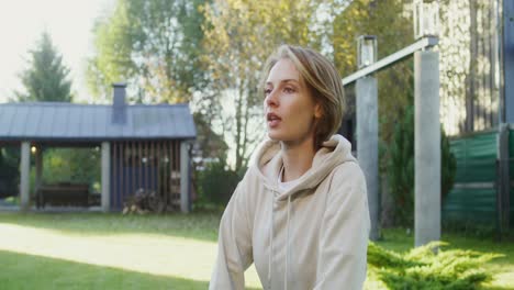 woman meditating outdoors