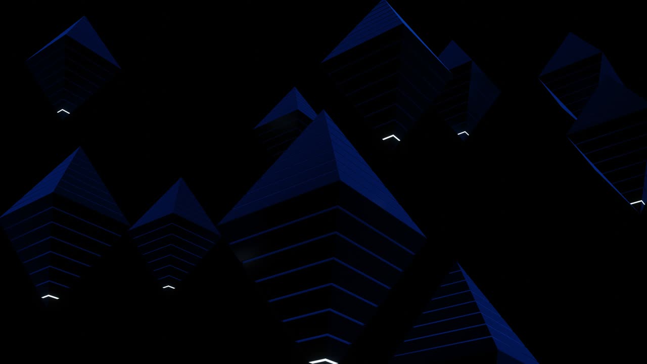 мигающие темные пирамиды, плавающие в космосе.