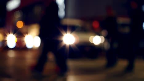 colorful bokeh of car lights at traffic signal on street at night 4k