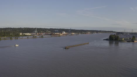 aerial panaramic new westminster quay fraser river annacis channel water taxi boat