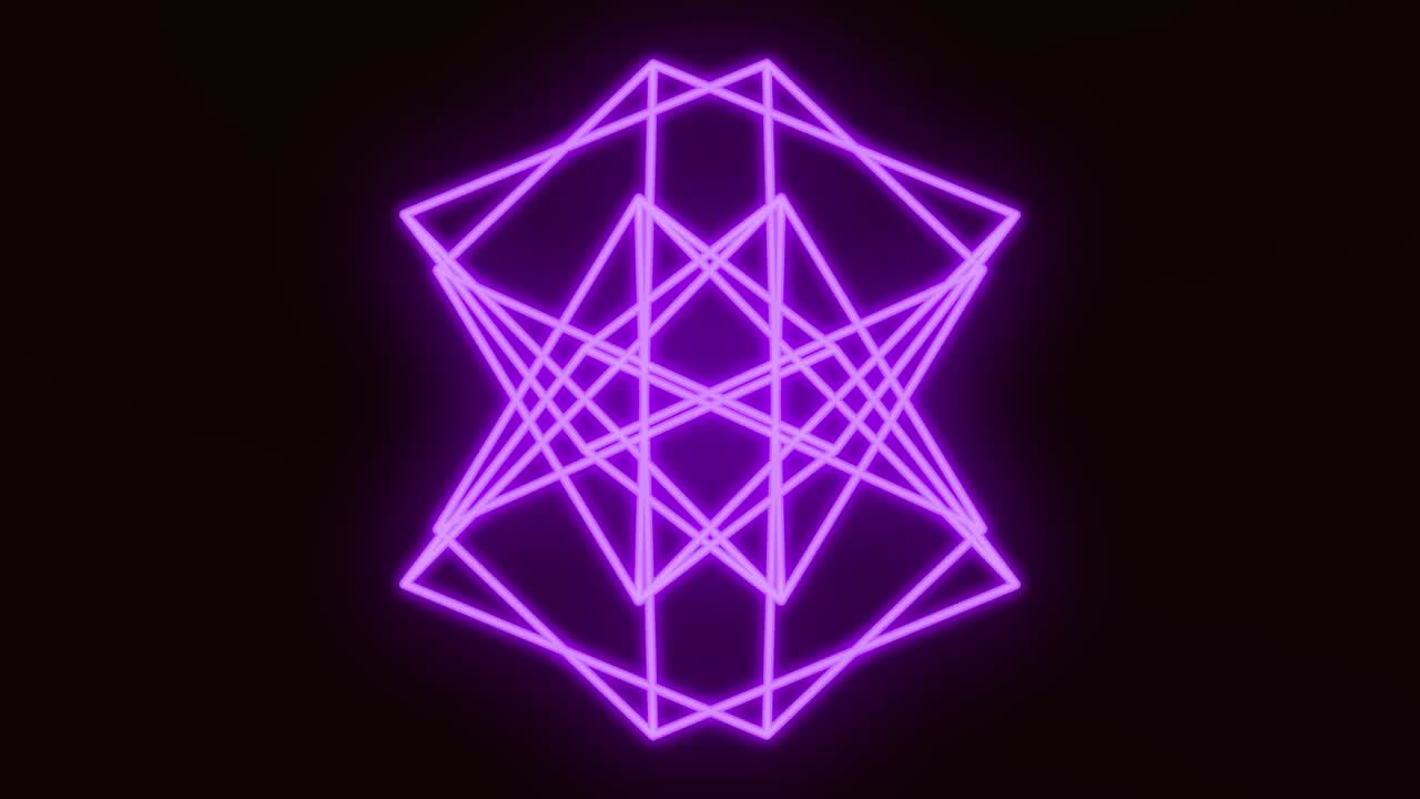 Fundo abstrato. Figura geométrica neon em movimento. Fundo conceitual. Loop contínuo.