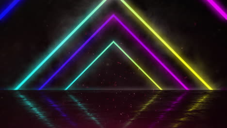 animation of colourful neon shapes moving on black background