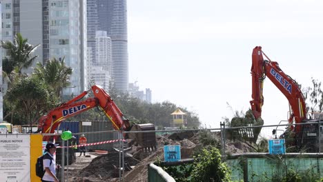 excavator digging at a construction site