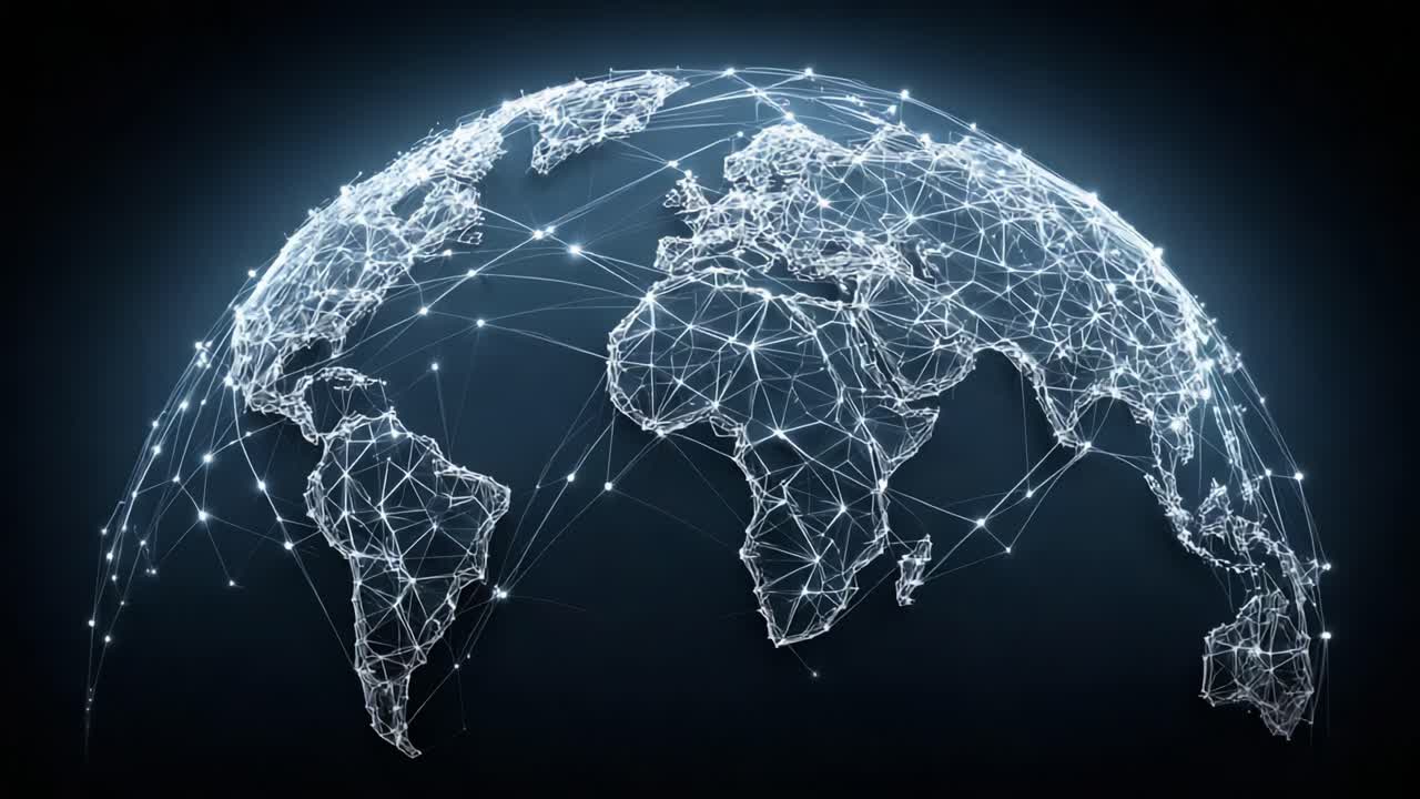 A Captivating Digital Representation of Earth Showcasing Interconnected Networks Illuminating Global Communication and Data Exchange Across Continents Through Technology