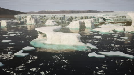 lake with massive pieces of melting ice