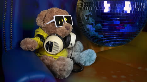 teddy bear dj with disco ball