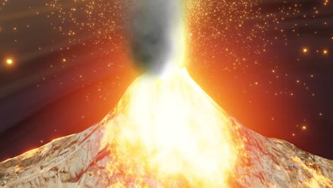 erupción del volcán arrojando lava, magma, gas, ceniza y columnas de humo escena dramática en peligro de extinción en méxico bucle de animación 3d