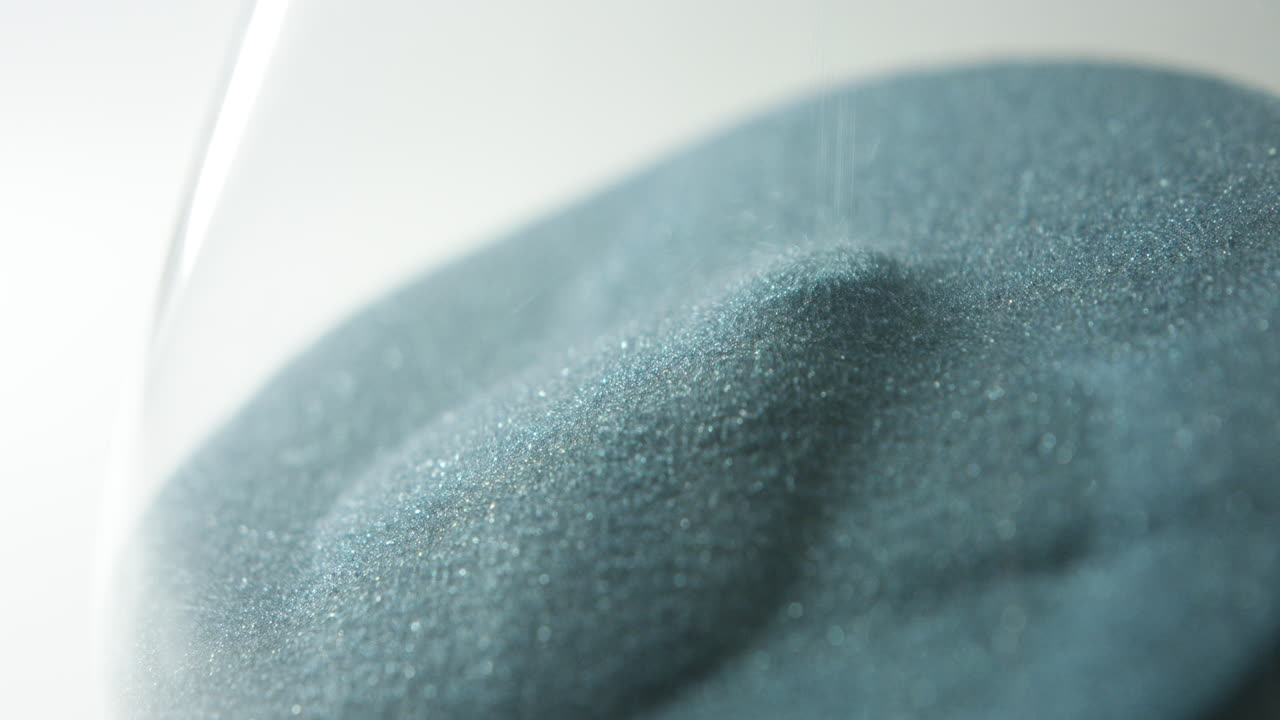 모래시계 바닥의 슬로우 모션으로 클로즈업