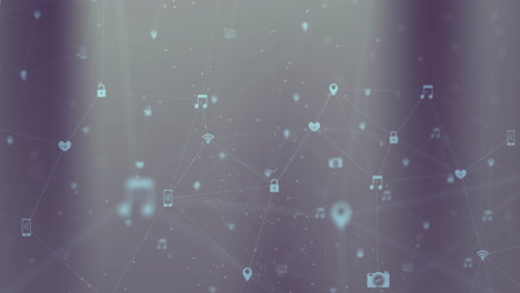 animación de la red de conexiones con iconos en fondo gris