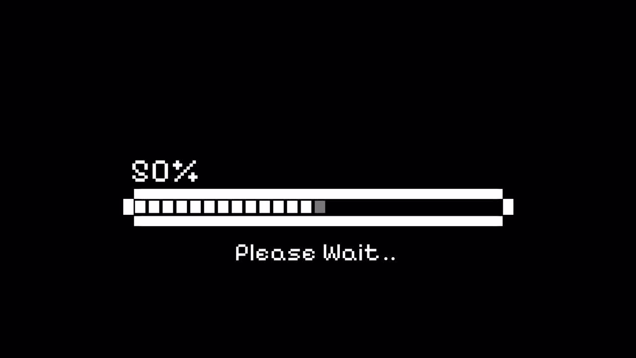 Pixelated Loading Bar Progressing on Black Screen