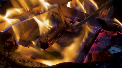 burning wood on the fireplace - campfire, bonfire