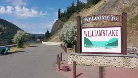 The Williams Lake town sign stands as a testament to the region&#039;s charm on the rest area on Highway 97