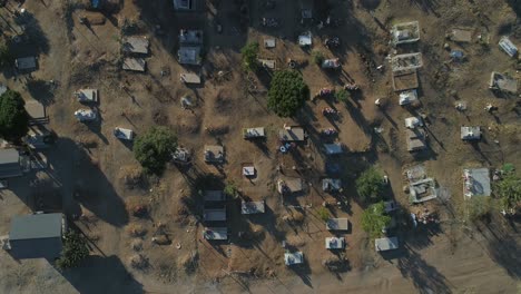 Aerial-shot-of-a-small-cementery-in-Valle-de-Guadalupe