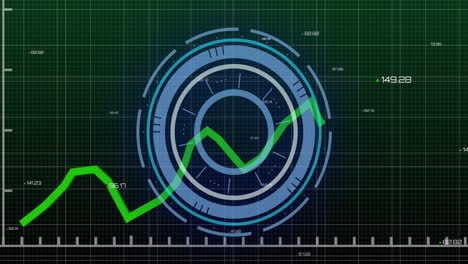 animación del escaneo del alcance y el procesamiento de datos financieros