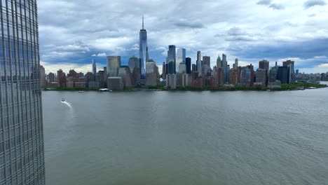 lower manhattan skyline as seen from jersey city