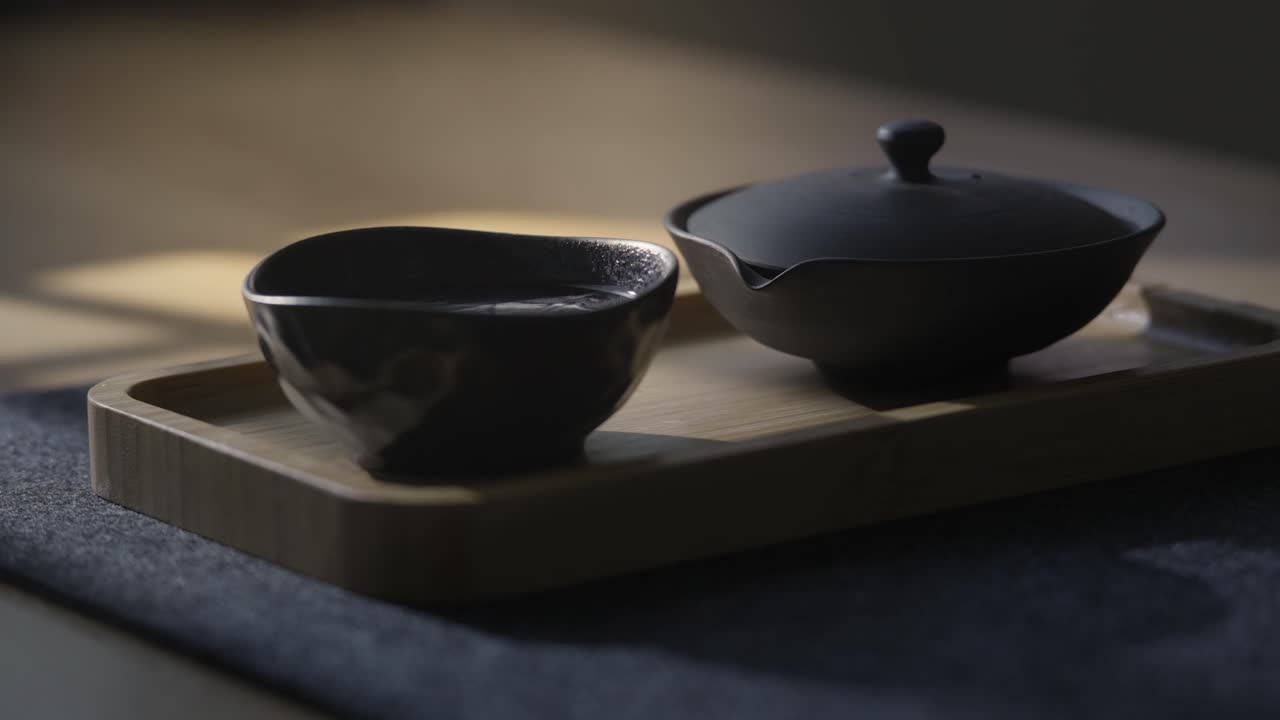 Tea still life in Japanese dishes. Green tea is a recipe for well-being with a traditional philosophy and a pause in the modern world