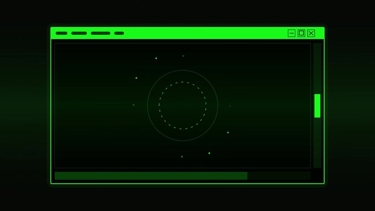Schermata di caricamento dell'interfaccia digitale con animazione circolare verde