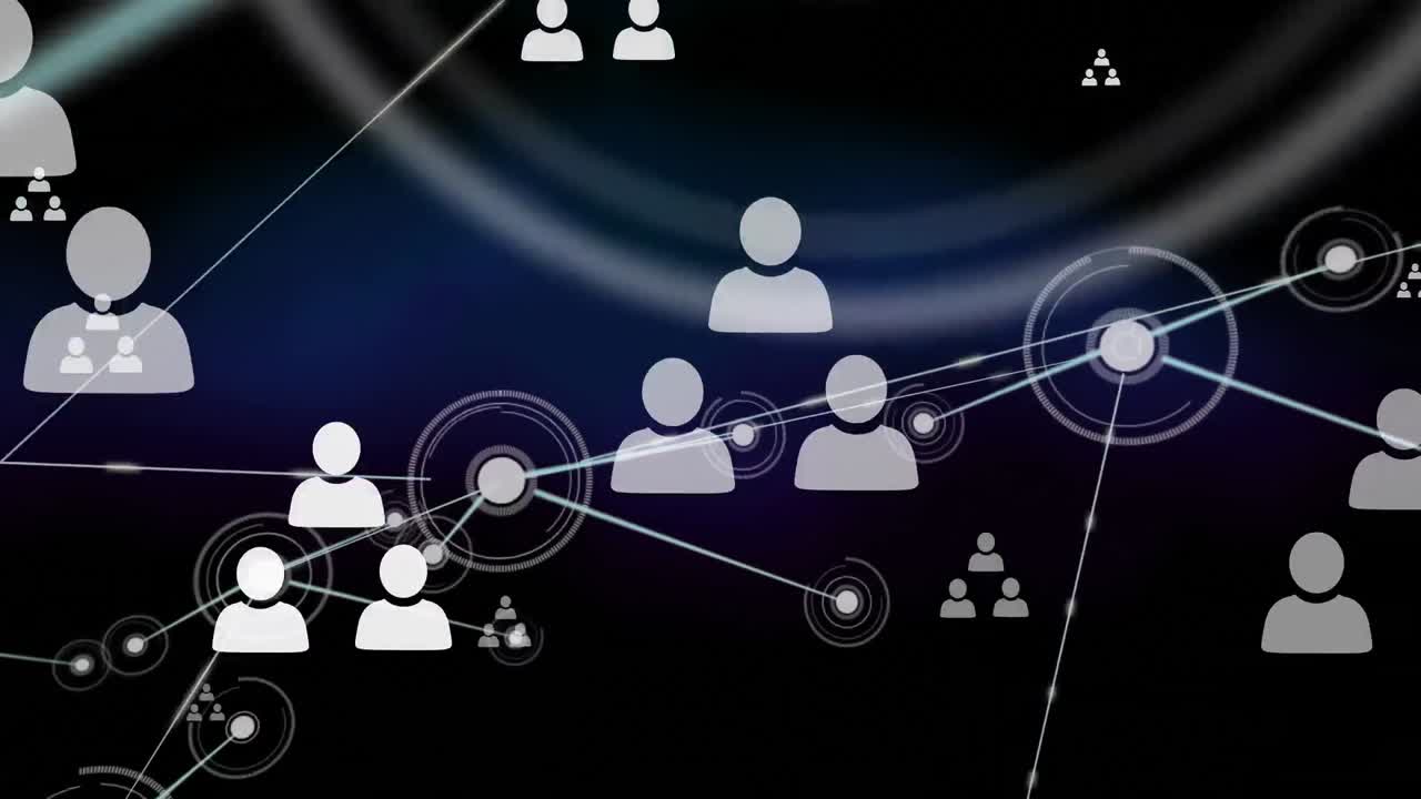 Animation of network of connections on black background