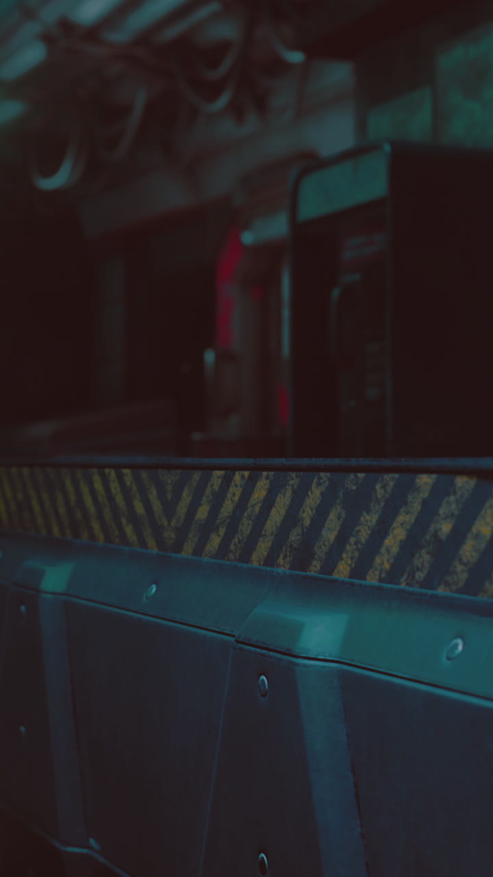 panel de metal industrial futurista con rayas de advertencia