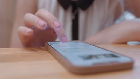 woman communicating in online mobile messenger