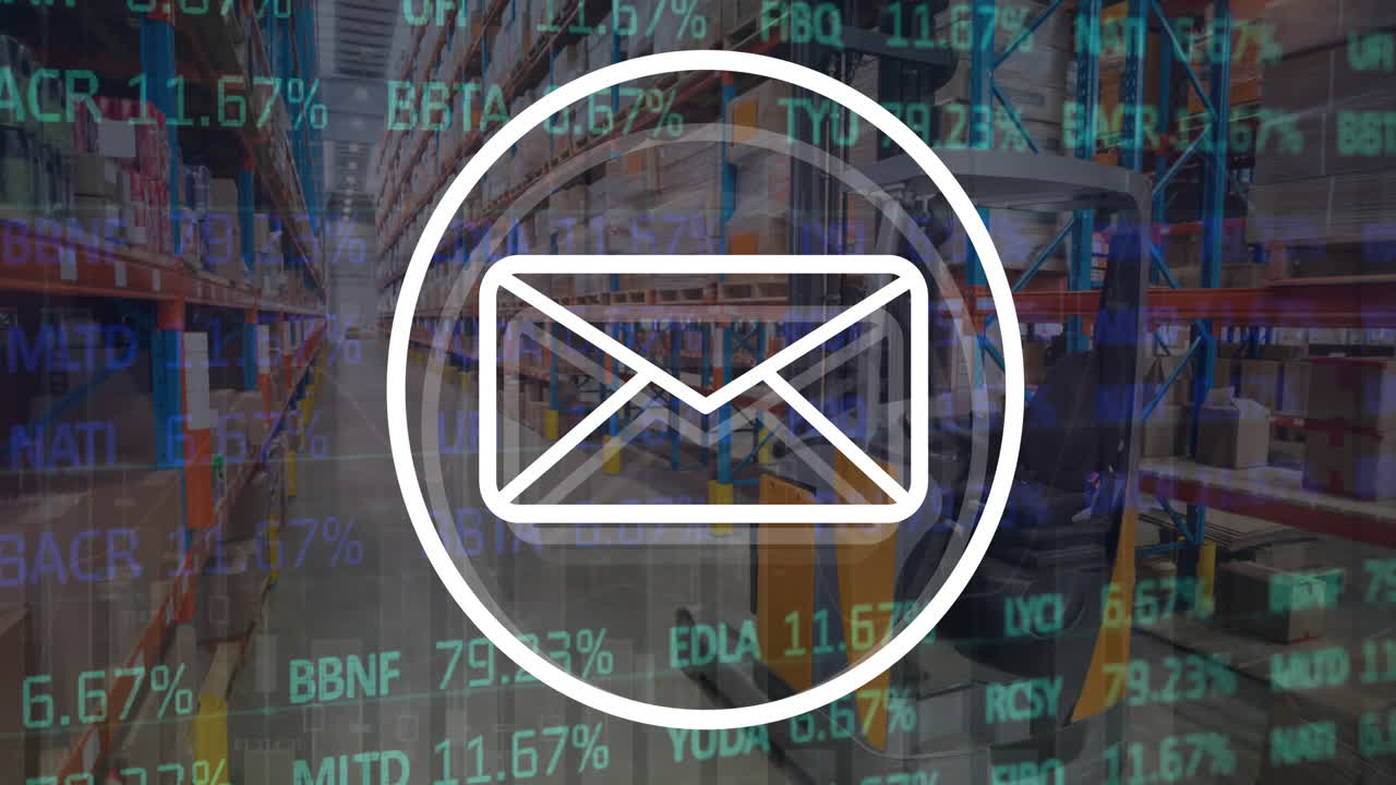 анимация иконки электронной почты и обработка финансовых данных на складе