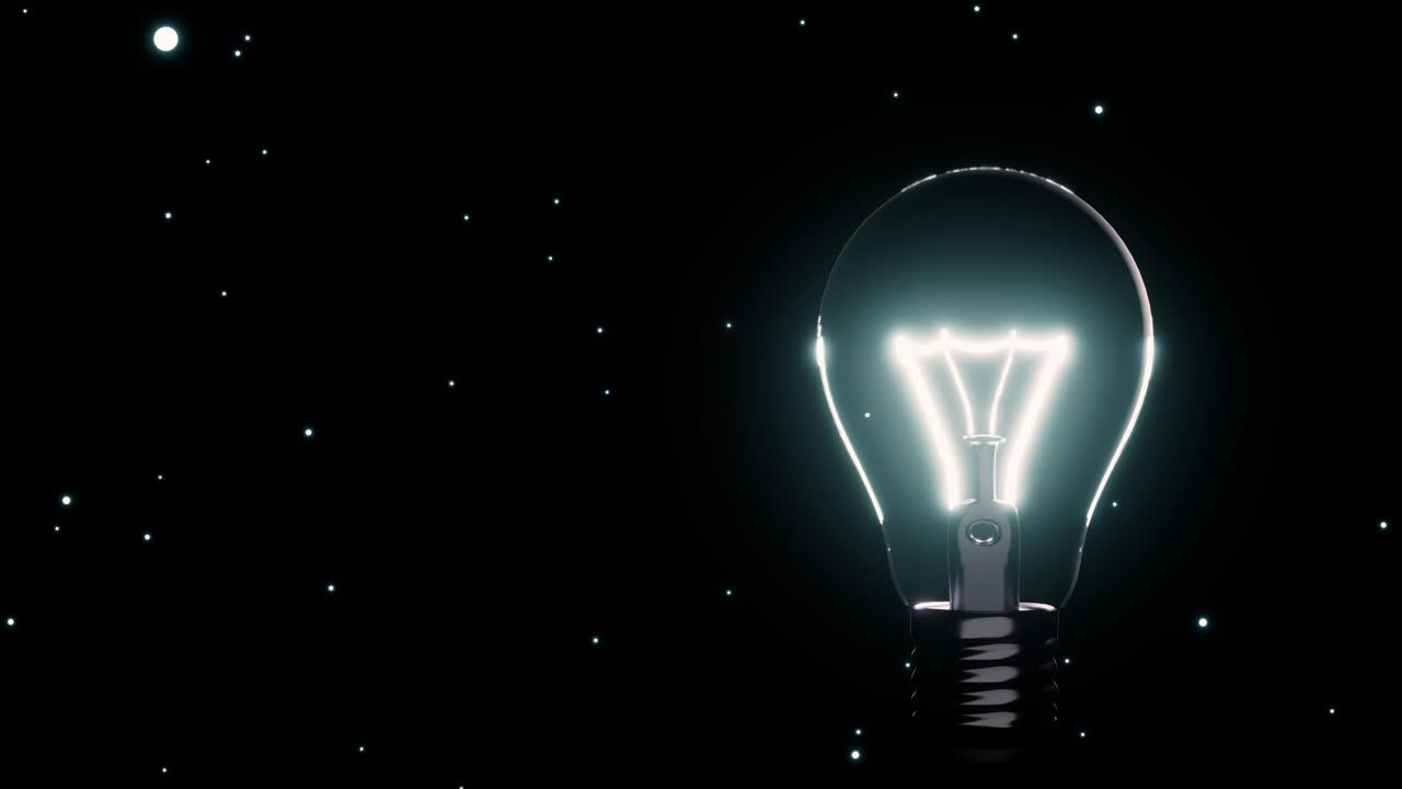 Light Bulb On Black Background