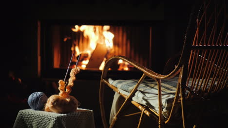 place for a warm winter evening - rocking chair and needlework set