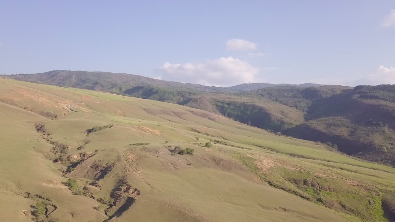 Mountains and green hills in Santander Colombia. Drone Aerial Fly Over