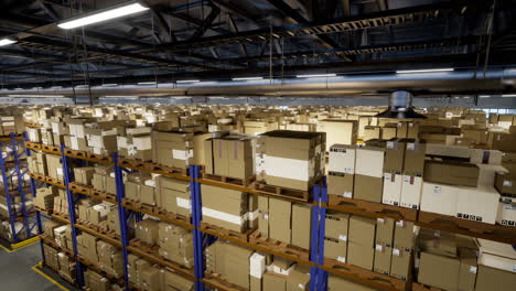 merchandise packages with courier stamps and receipts in warehouse