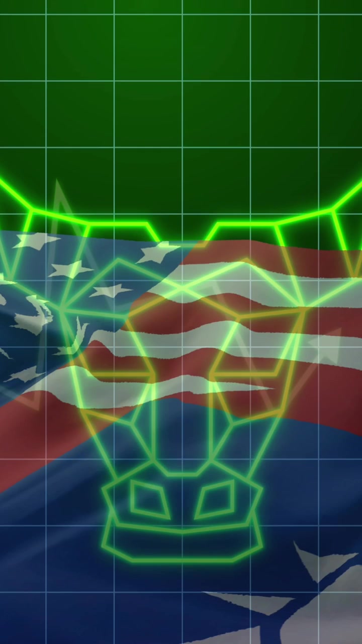 Animazione di elaborazione dati finanziari su bandiere di Taiwan e Stati Uniti d'America