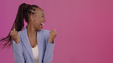 face, mockup and black woman cheering