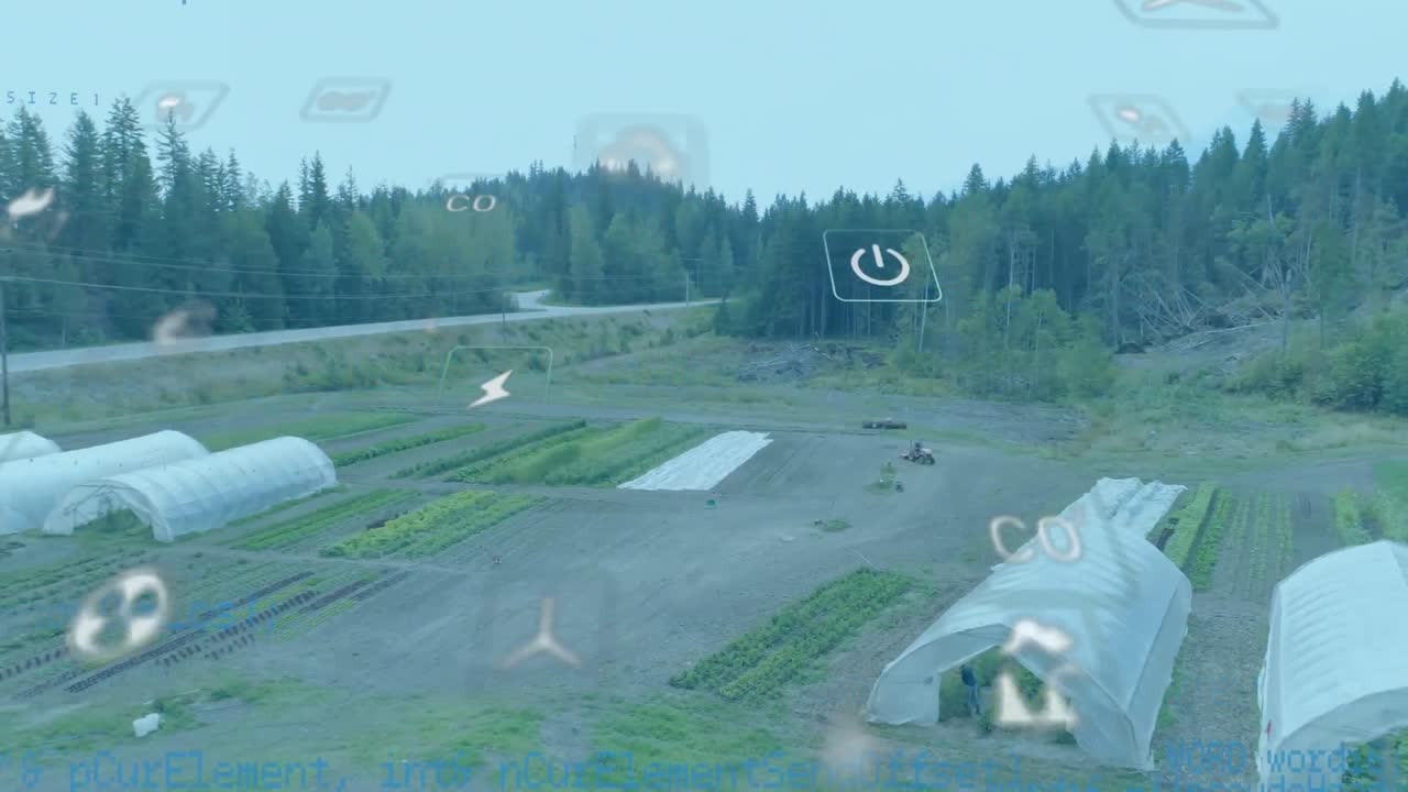 Animation of digital icons and data processing over field