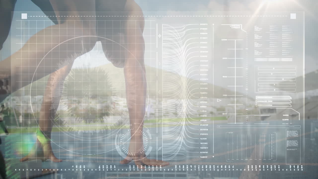 아프리카계 미국인 남성 달리기 선수에 대한 통계 및 데이터 처리 애니메이션