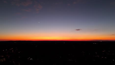 aerial shot pushing in on a sunset on new years day 2025 in atlanta.