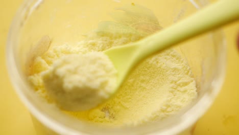 closeup of powdered milk in a cup