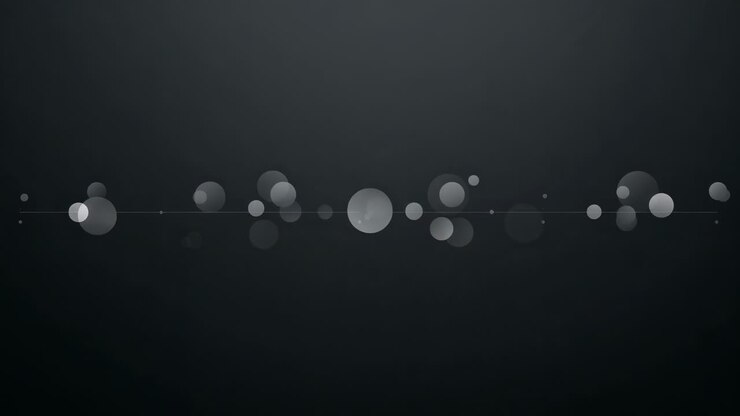Timeline starting luminous discs sliding right along thin line on dark gradient, forming halos