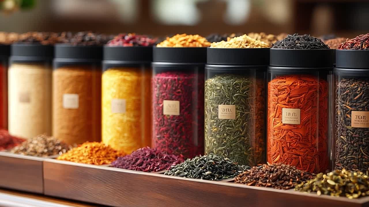 Collection of Different Types of Tea in Jars