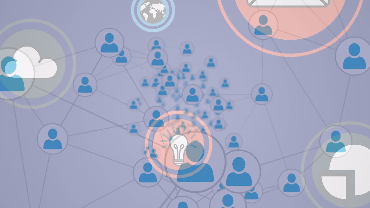 아이콘으로 연결된 네트워크의 애니메이션